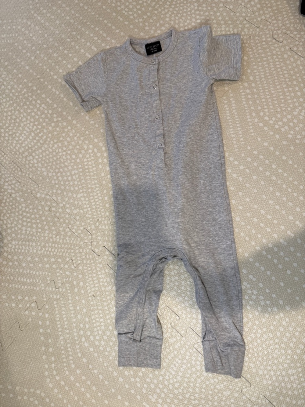 Little Bipsy Grey Short-Sleeve Henley One-Piece